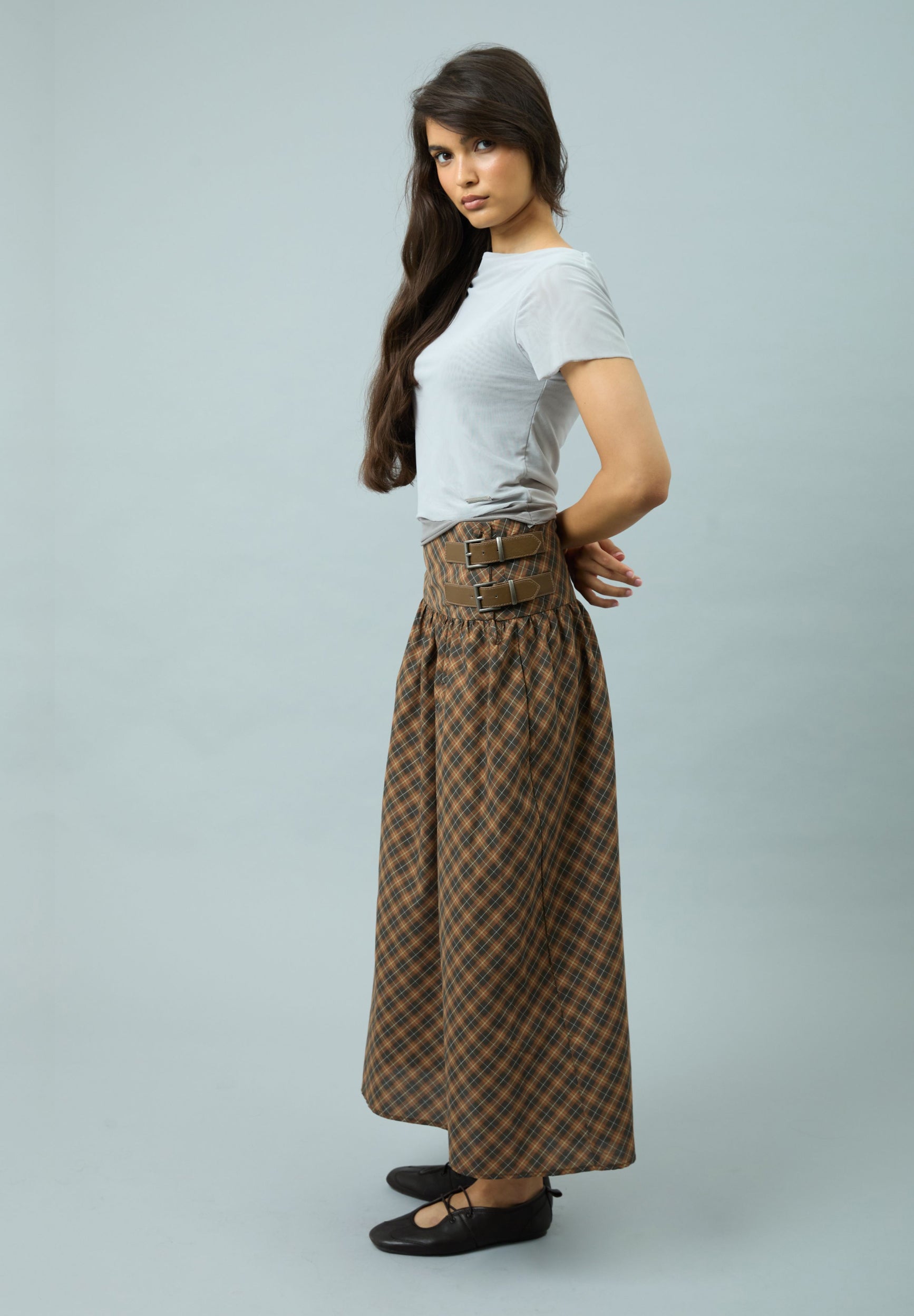 CHECK BUCKLE SKIRT