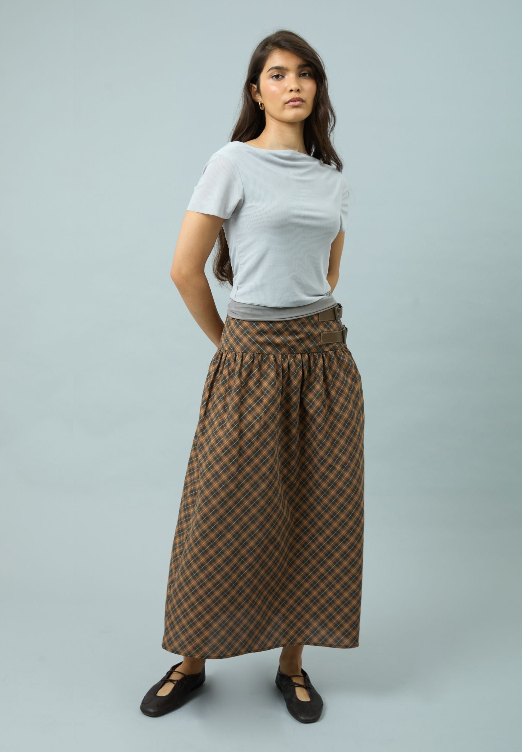 CHECK BUCKLE SKIRT