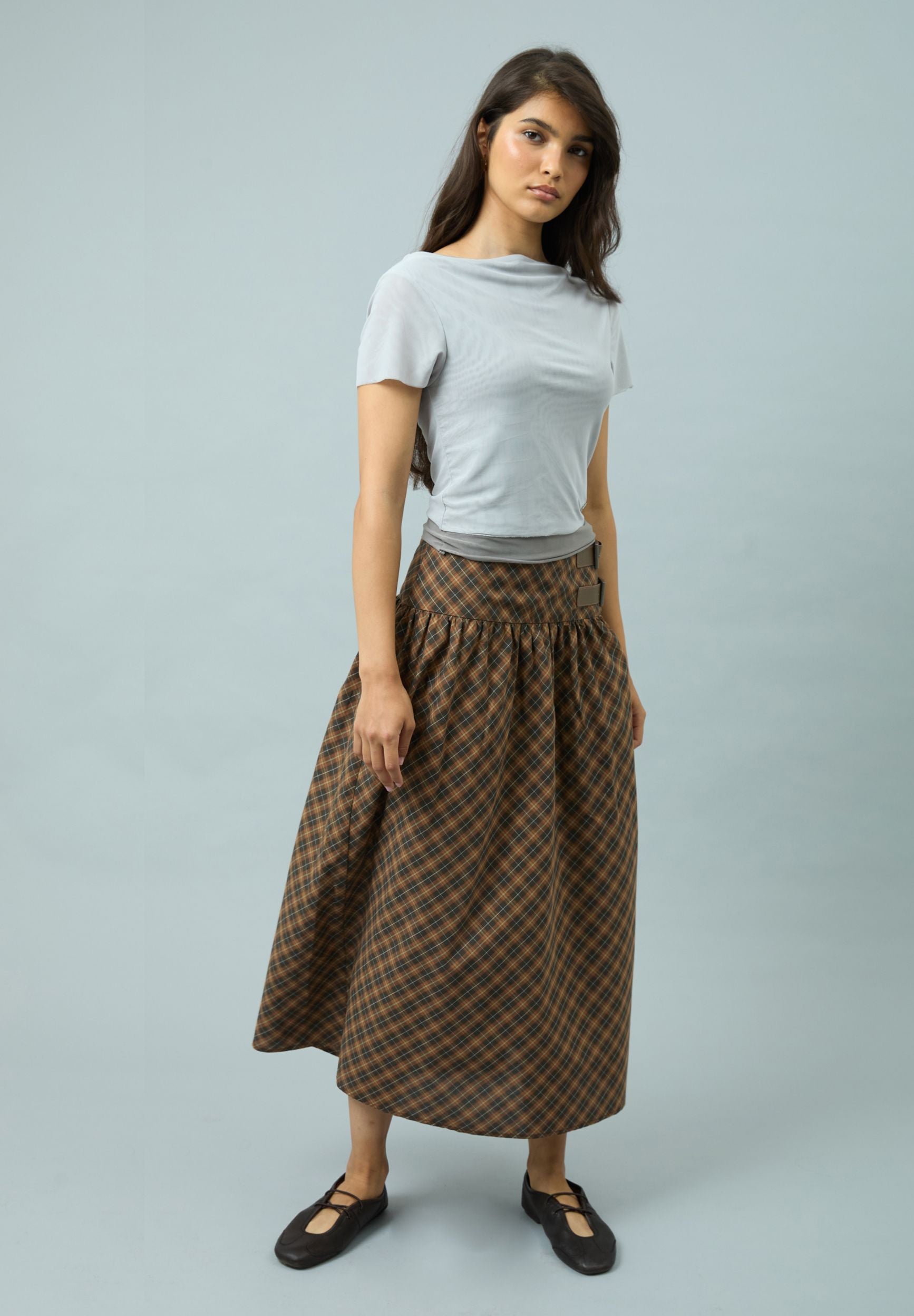 CHECK BUCKLE SKIRT