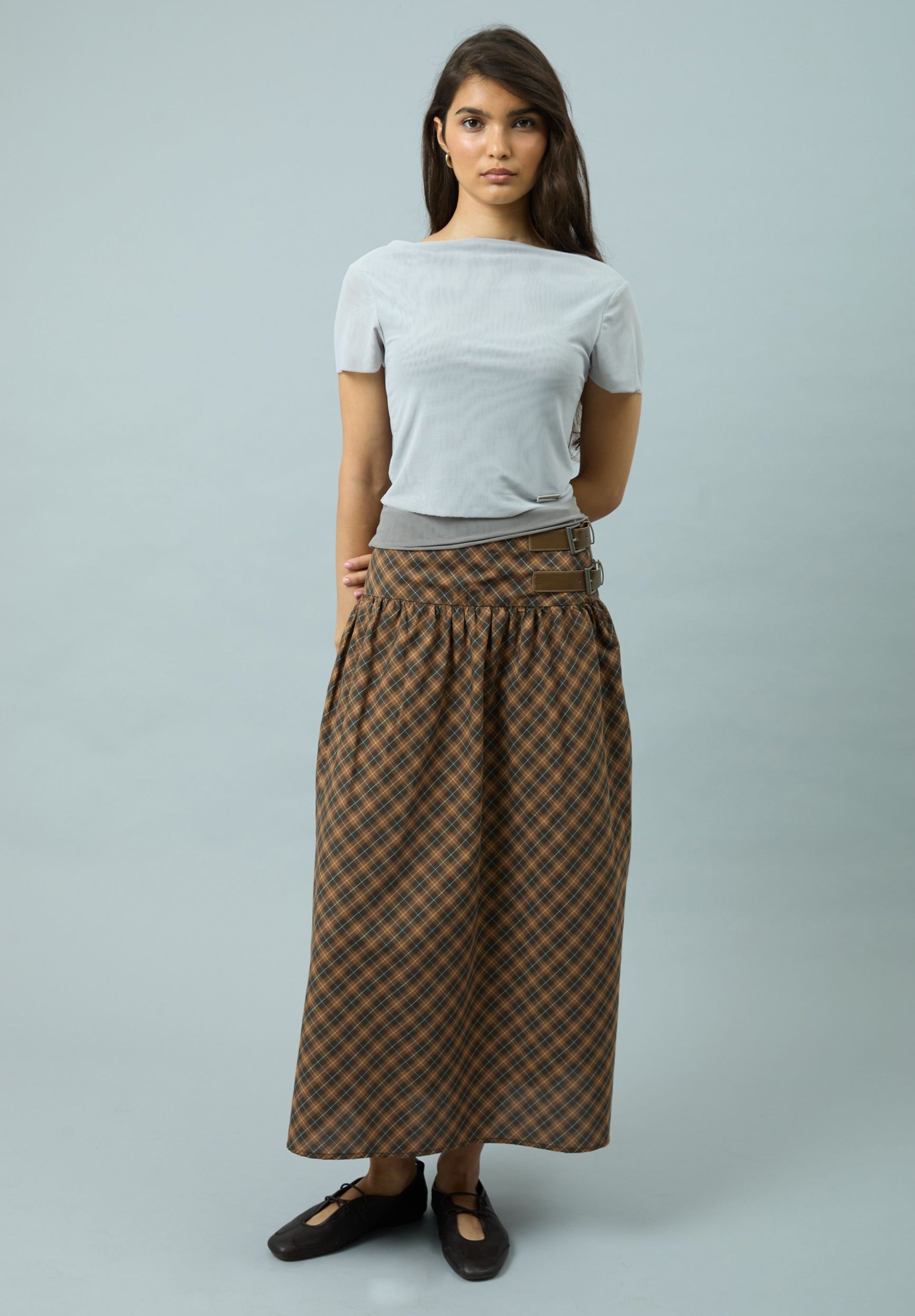 CHECK BUCKLE SKIRT