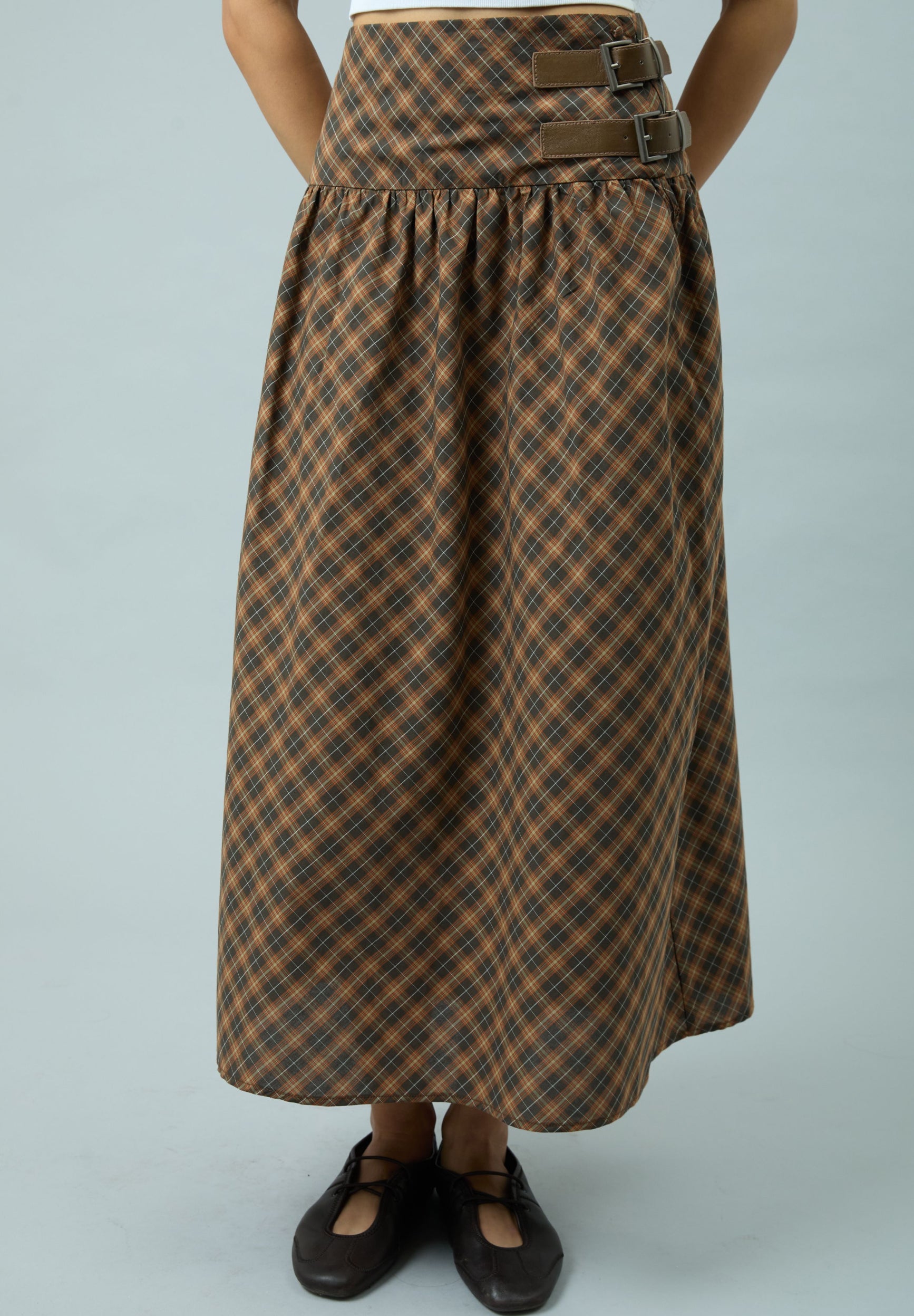 CHECK BUCKLE SKIRT