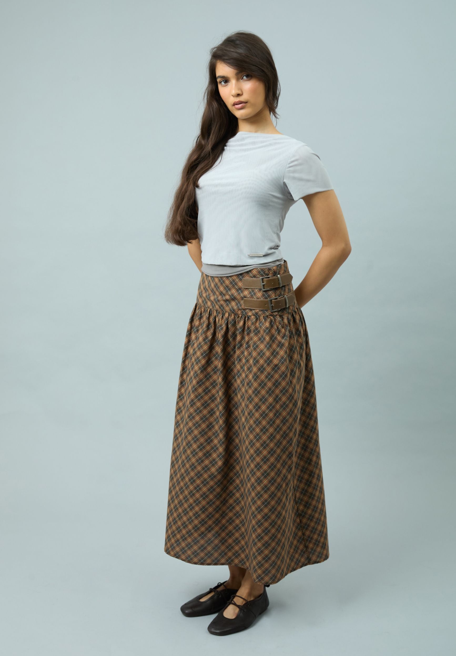 CHECK BUCKLE SKIRT