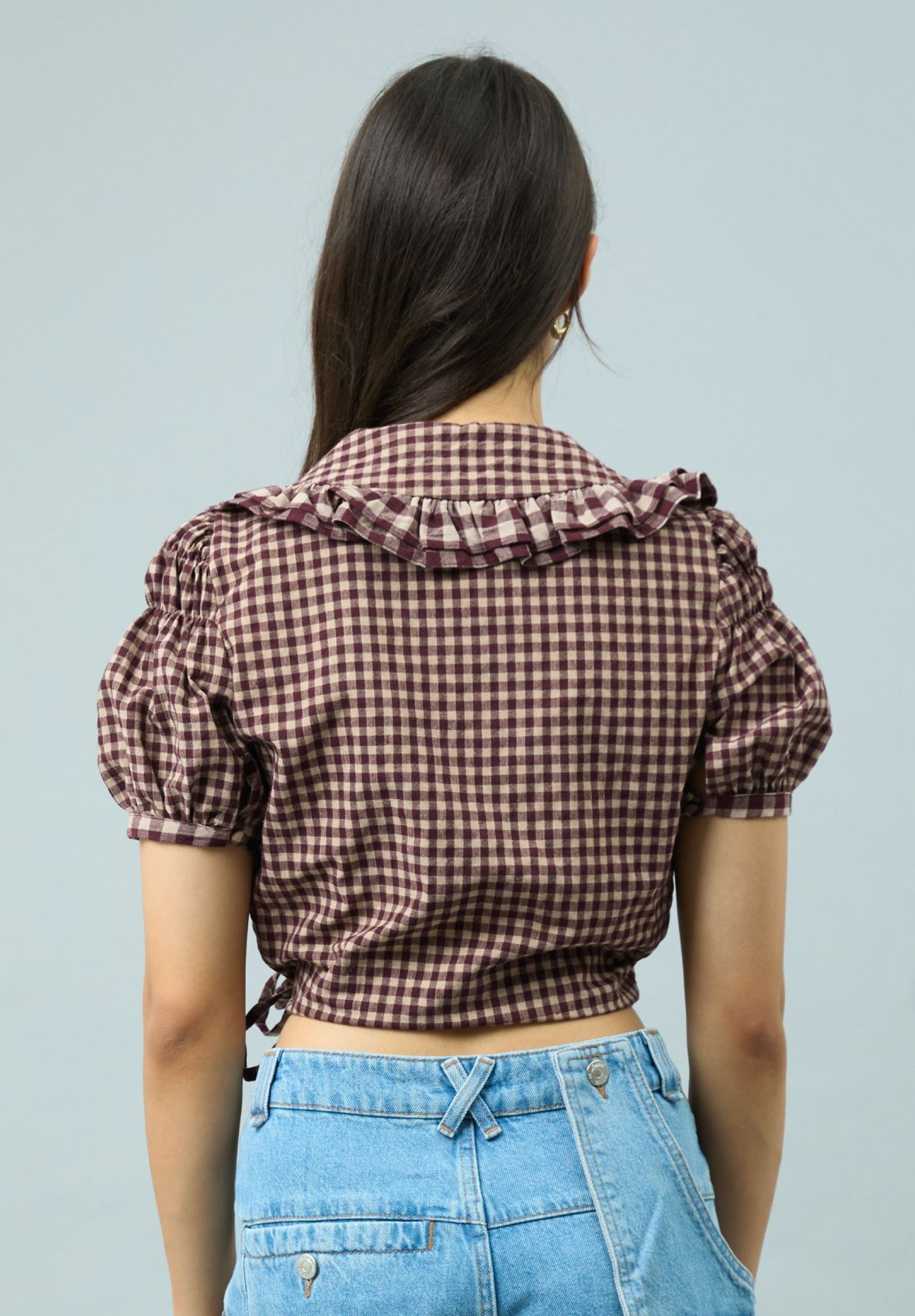GINGHAM RUFFLE TOP