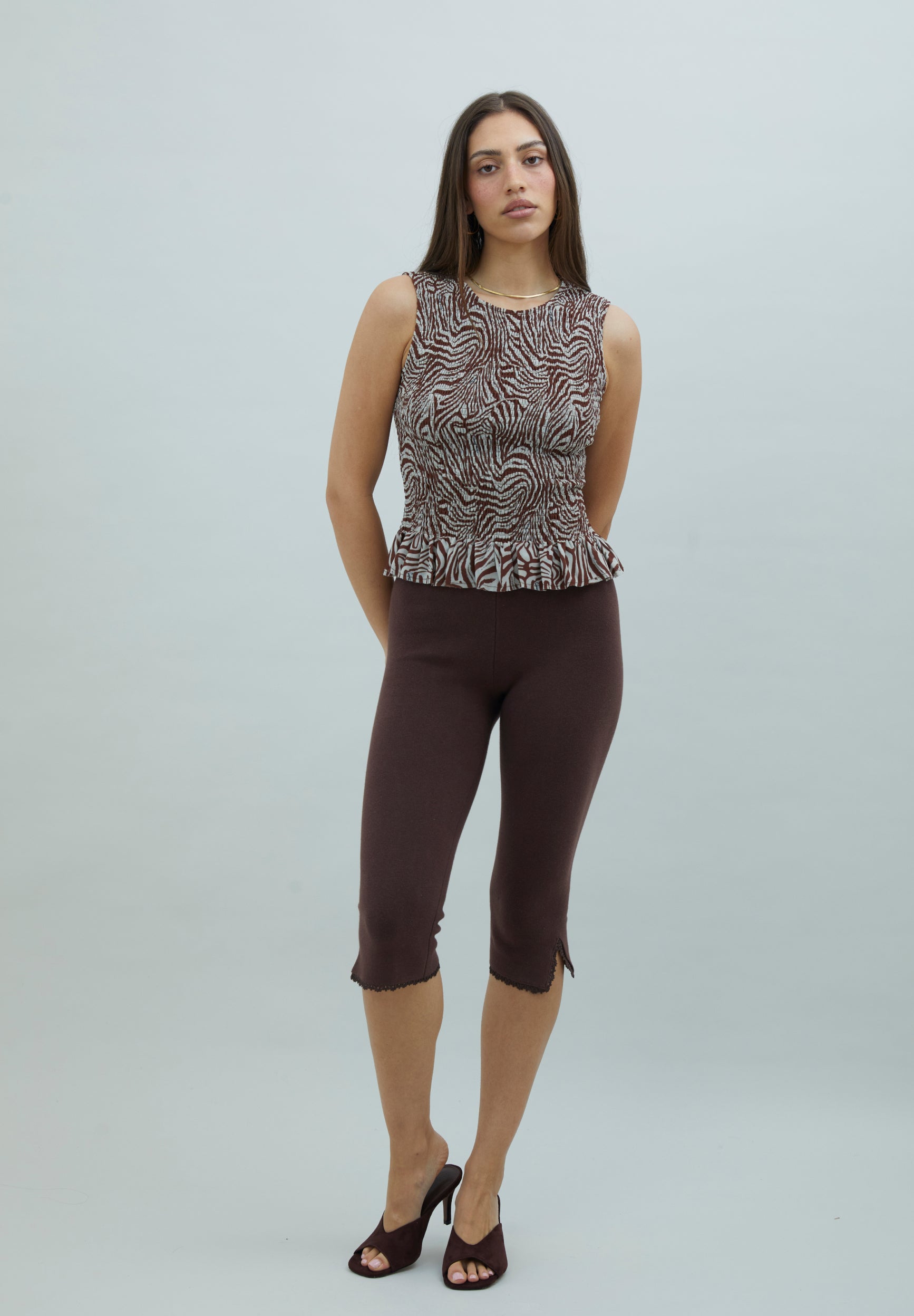 ZEBRA MESH SLEEVELESS TOP